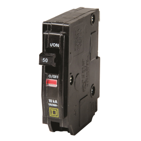 Schneider Electric Thermal Magnetic Circuit Breaker; 1-Pole; 50A; 120/240VAC; Lever; Box Lug Terminal; UL 489